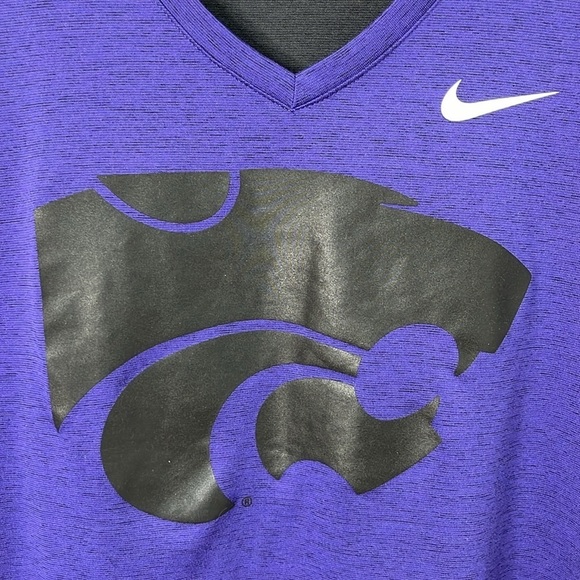 Nike Dri-Fit Women's Small K State Wildcats Purple Black V-Neck T Shirt Athletic - Picture 3 of 12